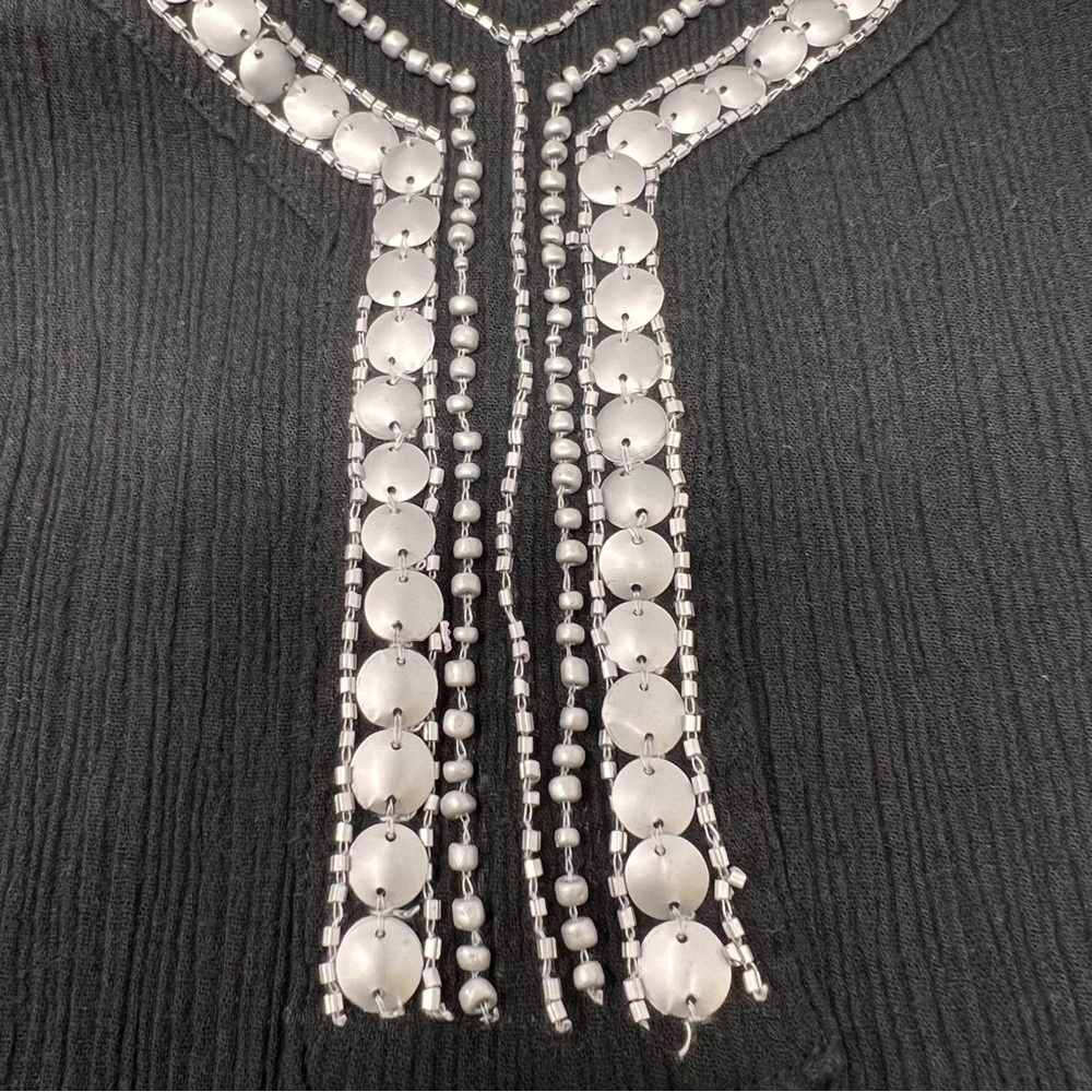 Swimsuits For All Swim Cover Up Size 2X 18 20 Black Silver Jeweled V Neck Sheer - Picture 9 of 12